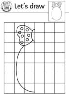 maak het ei-beeld compleet. vector Pasen tekening praktijk werkblad. lente afdrukbare zwart-wit activiteit voor kleuters. kopieer het foto-tuinthema-spel voor kinderen