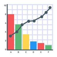 een plat bewerkbaar icoon van pareto analytics vector