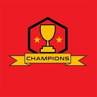 kampioen logo.champion embleem met trofee met rode achtergrond vector