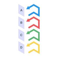 in kaart brengen op een gelabelde richting, plat icoon van info diagram vector