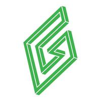 onmogelijke vormen, optische illusie, vector. optische kunst groene objecten. logo. geometrische figuren. vector