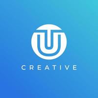 letter u logo ontwerpsjabloon met witte kleur en blauwe achtergrond vector