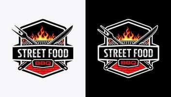street food barbecue-logo met moderne vintage stijl