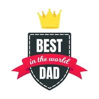 beste vader award met tekst, gouden kroon en linten vector illustratie vlakke stijl ontwerp geïsoleerd op witte achtergrond webbanners elementen.