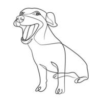 continue één lijntekening van een hond vector