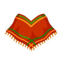 poncho. rode en oranje Mexicaanse cape. vector