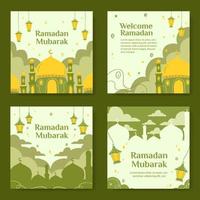 ramadan mubarak social media bannersjabloon instellen. vlakke afbeelding vectorafbeelding. vector