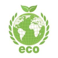 ecologie concept illustration.earth wereldbol met groene bladeren en tekst vector