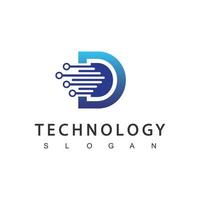 d logo van eerste digitale technologie vector