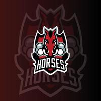 paard hoofd e-sports gaming logo vector sjabloon. gaming-logo. sport logo ontwerp