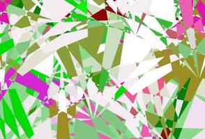 lichtroze, groene vectorachtergrond met driehoeken. vector