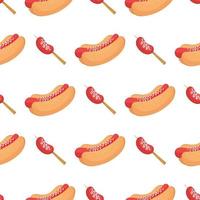 hotdog en worst naadloos patroon vector