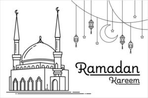 monoline moskee ramadan concept vector