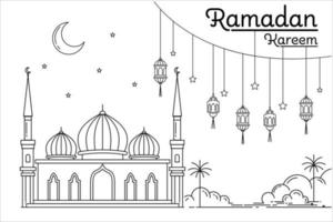 monoline moskee ramadan concept vector