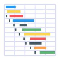 een perfect Gantt-grafiekpictogram in plat ontwerp vector