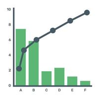 een plat bewerkbaar icoon van pareto analytics vector