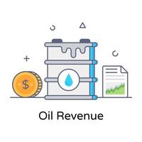 een pictogramontwerp van olie-inkomsten, trommel met dollarmunt vector