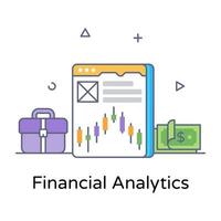 financiële analyse platte omtrek concept icoon, bewerkbaar ontwerp vector