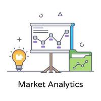 platte schets concept icoon van marktanalyse vector