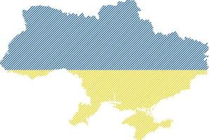 kaart van oekraïne met de krim, gearceerd met de kleuren van de oekraïense vlag. vector