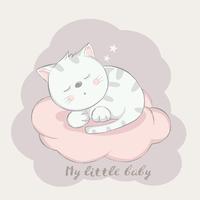 schattige baby kat cartoon hand getrokken style.vector illustratie vector