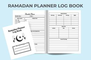 ramadan informatie notebook interieur. interieur van een logboek. ramadan maaltijdplanner en ervaring tracker dagboeksjabloon. vasten en ramadan activity tracker notebook interieur. vector