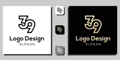 logo ontwerp nummers symbool cijfer zwart goud overzicht met app-sjabloon vector