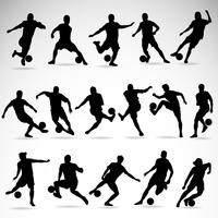 Voetbal actie silhouetten vector