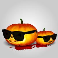 Tweeling Halloween pompoen hoofdsunglass vector