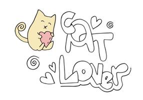 hand getekende schattige kat. vectorillustratie van dier met schattige kitten. vectorontwerpsjabloon voor logo's, brieven, banners, menu's, banners vector