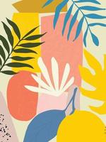 botanische poster vectorillustratie. gebladerte tekenen met abstracte vormen. minimale en natuurlijke bladeren art print. abstract plantontwerp voor achtergrond, behang, kaart, kunst aan de muur vector