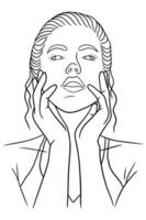 vrouwen close-up gezicht pose lijntekeningen illustratie vector