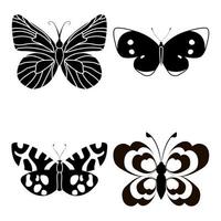 set van omtrek silhouet insect vlinders vector