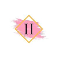 letter h-logo met aquarel penseelstreek. bruikbaar voor bedrijfs-, bruiloft-, make-up- en mode-logo's. vector