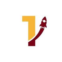 nummer 1 met raket logo pictogram symbool. goed voor bedrijfs-, reis-, start- en logistieke logo's vector