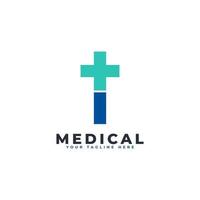 letter ik kruis plus logo. bruikbaar voor bedrijfs-, wetenschaps-, gezondheidszorg-, medische, ziekenhuis- en natuurlogo's. vector