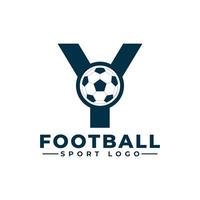 letter y met voetbal logo-ontwerp. vectorontwerpsjabloonelementen voor sportteam of huisstijl. vector