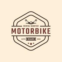 klassiek vintage retro label badge embleem motor en scooter verhuur logo ontwerp inspiratie vector