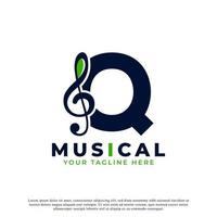 letter q met muziek keynote logo ontwerpelement. bruikbaar voor bedrijfs-, musical-, entertainment-, platen- en orkestlogo's vector