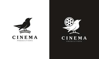 creatief filmmaker icoon. combinatie schattige vogel met symbool voor filmapparatuur vector