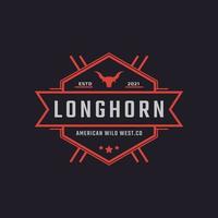 klassieke vintage retro label badge voor texas longhorn western stier hoofd familie platteland boerderij logo ontwerp inspiratie vector