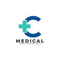 letter c kruis plus logo. bruikbaar voor bedrijfs-, wetenschaps-, gezondheidszorg-, medische, ziekenhuis- en natuurlogo's. vector