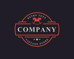 vintage retro-badge voor speelgoed en souvenir-logo-ontwerpsjabloonelement vector