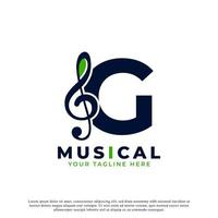 letter g met muziek keynote logo ontwerpelement. bruikbaar voor bedrijfs-, musical-, entertainment-, platen- en orkestlogo's vector