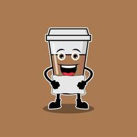 illustratie vectorafbeelding van schattige karakters koffie drinken hold boards, ontwerp geschikt voor mascotte drankjes vector