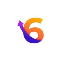 nummer 6 pijl-omhoog logo symbool. goed voor bedrijfs-, reis-, start-, logistieke en grafische logo's vector