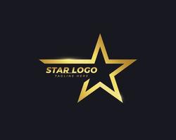 gouden ster logo vector ontwerpsjabloon in elegante stijl met zwarte achtergrond