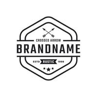 klassieke vintage retro label badge voor gekruiste pijlen rustieke hipster stempel logo ontwerp inspiratie vector