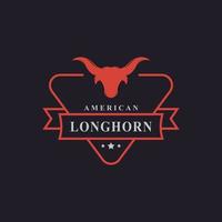 vintage retro badge voor Texas longhorn koe, land western stier hoofd familie platteland boerderij logo ontwerp sjabloon element vector