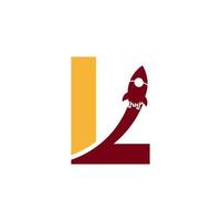 beginletter l met raket logo pictogram symbool. goed voor bedrijfs-, reis-, start- en logistieke logo's vector